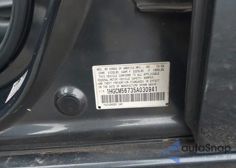 2005 Honda Accord Ex from USA, damaged, VIN 1HGCM56735A030941